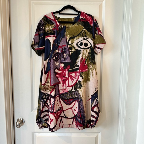 NWT FTCayanz Abstract Art Lagenlook Tunic with Pockets, size Large - Picture 9 of 10